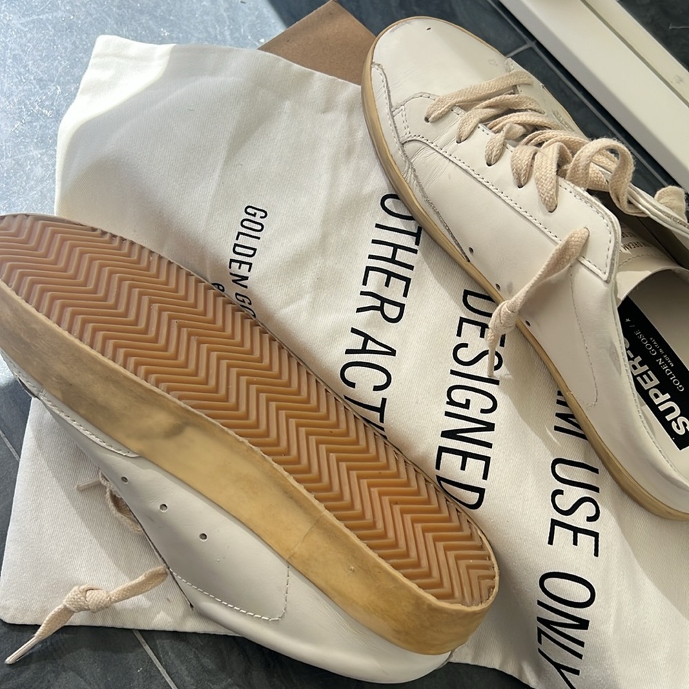 Golden Goose Cream Sneakers with Brown Soles - Picture 2 of 7